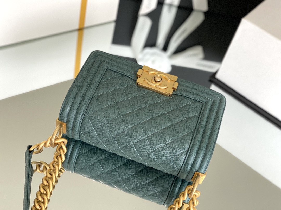 Chanel quilted caviar leboy . Green 24k gold hardware – Rock Lux Bags