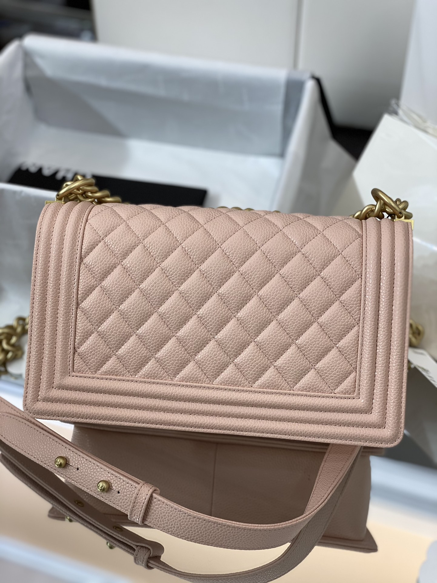 Chanel quilted caviar leboy . Pink – Rock Lux Bags